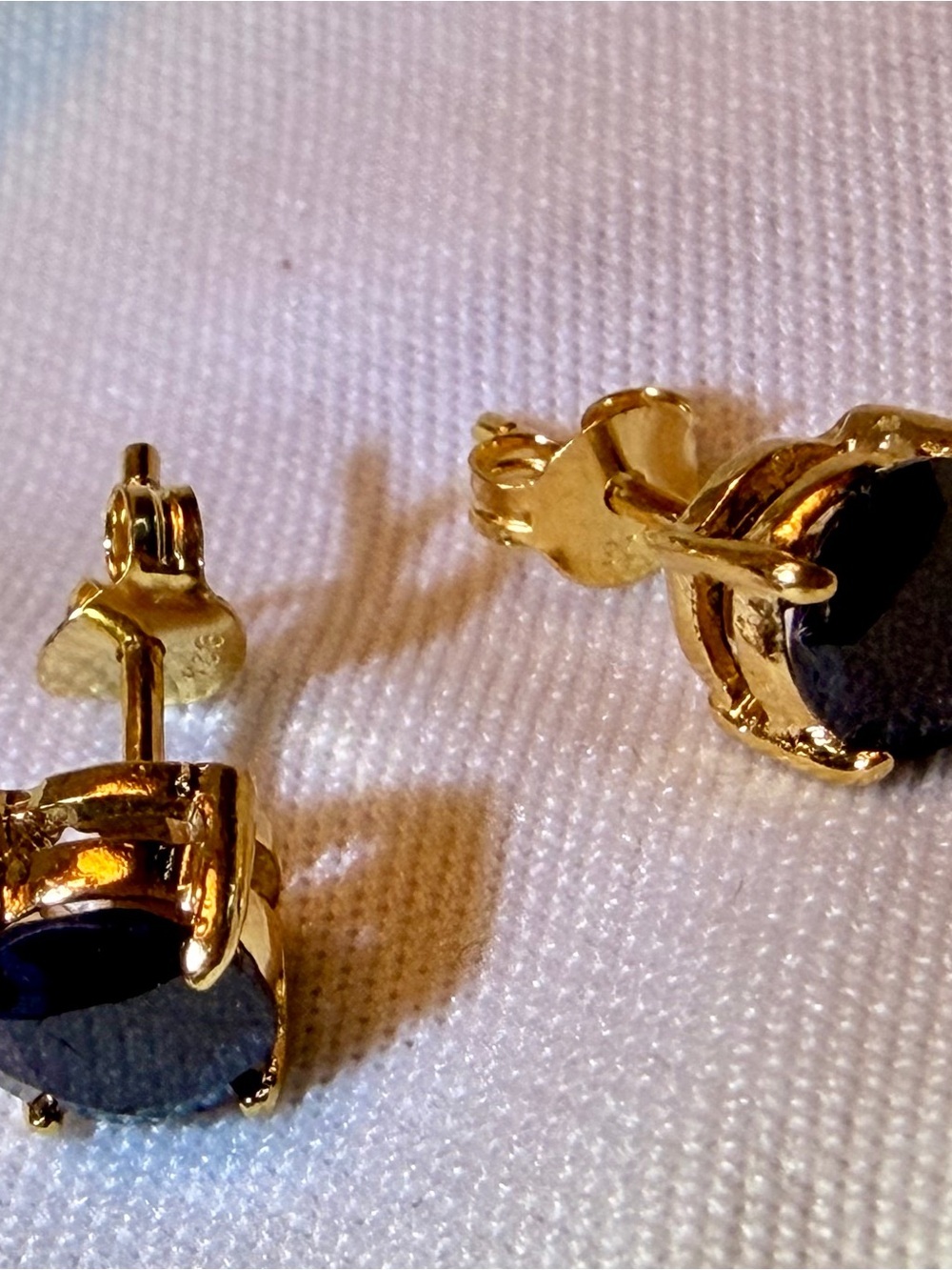 AA Black Sapphire Stud Earrings 18K Gold Over 925 Sterling Silver 0.25 CTW - Picture 6 of 10